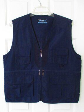 Unicool Womens Navy Mesh-lined 6-Pocket Fishing Utility Photo Vest NWOT-Size 2XL